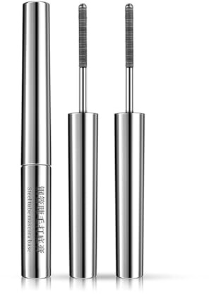 Extended Lash Mascara, Iron Wand Mascara, Metal Wand Mascara Black Washable Iron Mascaras, Waterproof Long-Lasting 3D Curling Wand, No Flaking Clumping Smudging (2PC)