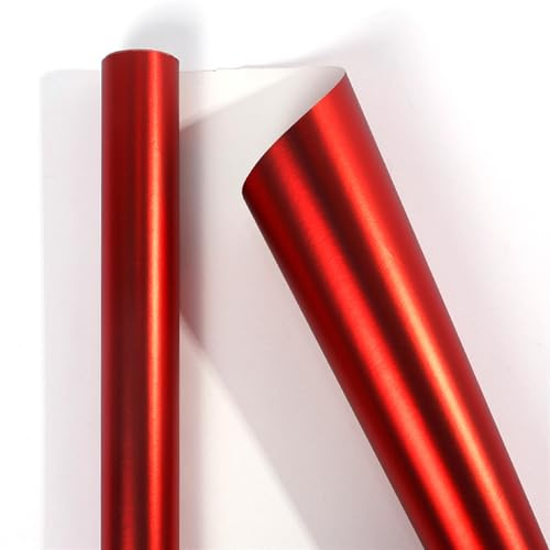 GIBZ Papier Cadeau Irisé Métallisé Rouleau de Papier Emballage Cadeau pour la Saint Valentin Noël Anniversaire Mariage Baby Shower Rouge 43 x 1000 cm