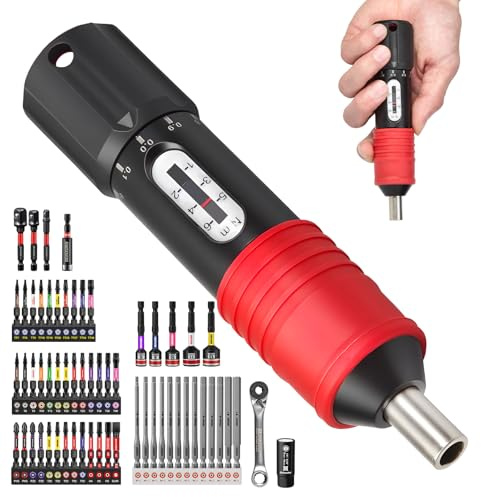 GEINXURN 61PCS Adjustable Torque Screwdriver Set 1-6 N·m Click Type Torque Screwdriver Includes Mini Ratchet Nut Drivers Impact Sockets for Electronics Bike Home Repair