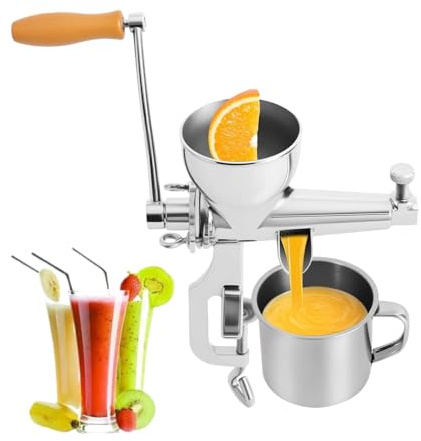 Extracteur de jus à manivelle - En acier inoxydable - Avec brosse de nettoyage et manivelle pour grenades - Pour agrumes, raisins, oranges et baies