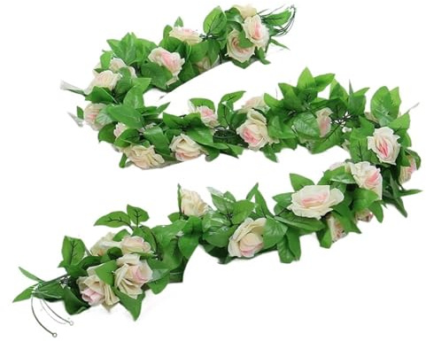 LuoAXINN Vigne de Roses artificielles 1/4 Vigne simulée à 9 têtes de 220 cm