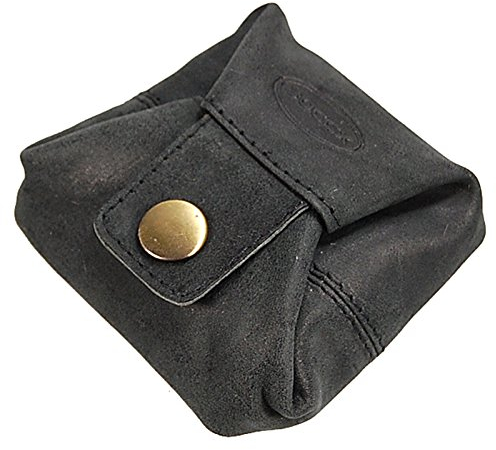 Geldsäckchen Mini Leder Geldbörse Münzbörse Minibörse Schütter Kleingeldbörse Geldbeutel (Schwarz-Anthrazit)