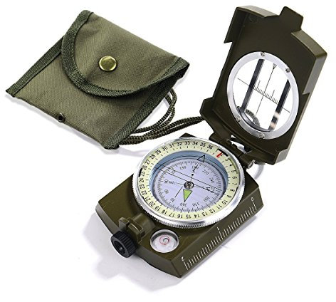 Kompass Militär Marschkompass Professioneller Taschenkompass mit Klinometer Tragschlaufe Tasche für Jagd Wandern und Aktivitäten im Freien