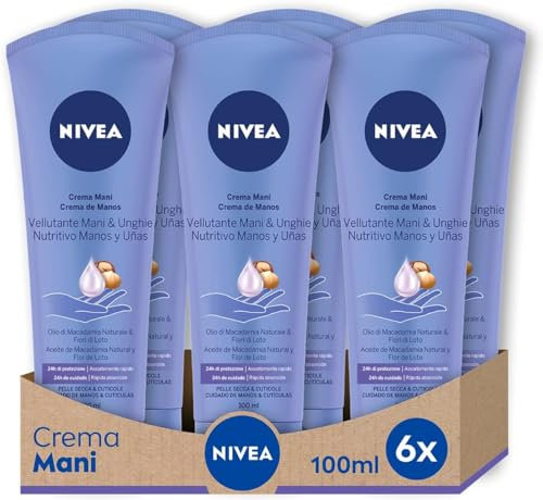 NIVEA Samtige Handcreme, 6 x 100 ml, nährende Creme angereichert mit Sheabutter, duftende Handcreme mit weicher und leichter Formel