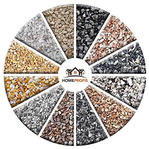 Home Profis® Steinteppich Innen & Außen (bis 10,0 m²) | Bianco Carrara (Grau/Weiß) | Über 10 Farben | Marmorkies inkl. 2K Epoxidharz Bindemittel | Für Balkon, Terrasse, Wohnraum & Garage| HPST-2000