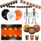 The Twiddlers - 80 Pack Happy Halloween Banner Party Hanging Bunting Skeleton Pumpkin Balloons Spooky Decorations and Tableware Set