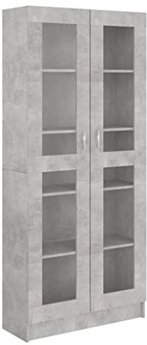 vidaXL Armadietto Vetrina Grigio Cemento 82,5x30,5x185,5cm Multistrato
