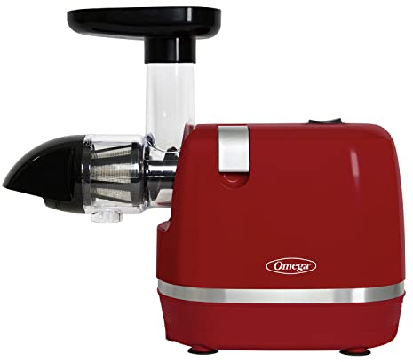 Omega H3000RED Cold Press 365 Juicer Slow Masticating Extractor Creates Delicious Fruit Vegetable and Leafy Green High Juice Yield and Preserves Nutritional Value, Plastic, Red