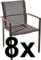 ASS 8Stk Designer Gartenstuhl mit Armlehne Kuba-BRAUN Gastroqualität Stapelsessel Gartensessel Stapelstuhl Sessel Edelstahl Batyline Textilene Teak stapelbar sehr robust