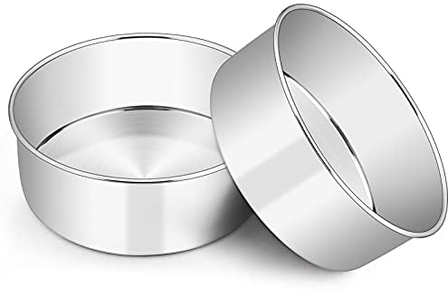 Homikit 8 x 3-Inch Deep Cake Tin Set of 2, Stainless Steel Cake Mould Round Cake Pan for Baking, Layer Cakes for Birthday/Christmas/Wedding, One Piece Design, Mirror Finished & Dishwasher Safe