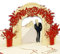 LINPOPUP®, LIN17536, POP UP Karte- Hochzeitskarte, 3D Grußkarte zur Hochzeit Verlobung - 3D Klapp-Karte mit Liebes-Paar unterm Rosentor - Hochzeits-Glückwunsch - Hochzeits-Einladung, N290