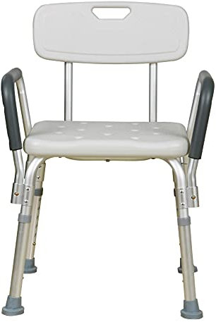 OR8 Wellness Bath Shower Chair Rectangular Adjustable With Armrest and Backrest, Anti-Slip Padded Medical Shower Seats Stool Ergonomic Aid for Handicap, Disabled, Seniors, Elderly