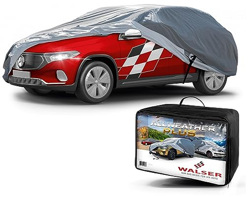 Walser Premium Abdeckplane Auto All Weather Plus Qualitätssieger Sehr Gut*, Abdeckplane wasserdicht, Auto Abdeckplane, Autoplane UV-beständig, Autoabdeckung Outdoor, Abdeckung SUV/Van Größe 8 grau