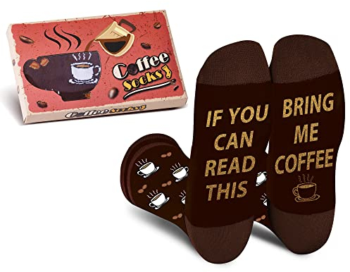 AGRIMONY Chaussettes Fantaisie Amusantes pour Homme, Femme, Adolescent avec Inscription « If You Can Read This Bring Me Something » - Cadeaux pour Noël, Anniversaire, Saint-Valentin