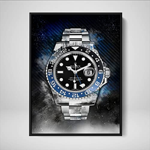 DEVICI Gerahmte Wandbilder – Rolex GMT-Master II Batman – Gerahmte Wandbilder Wohnzimmer, Büro, Bilder Leinwand, Poster & Kunstdrucke, Gerahmte Wanddekoration Wohnzimmer