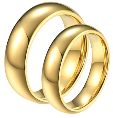 ANAZOZ Freundschaftsringe Wolfram, Verlobungsringe Paar Personalisierte Damen gr.52 und Herren gr.67 Polierter Goldring 8mm 6mm