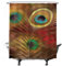 Ulticool Duschvorhang - Pfauenfedern Vogel Tier - 180 x 200 cm - Waschbar - Anti Schimmel - mit 12 Ringen - Beige Gelb Rot