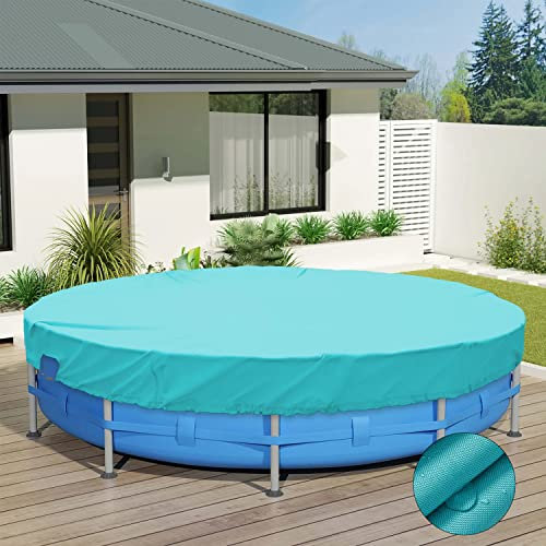 ECOOPTS 3 m wasserdichte runde Polyester-Poolabdeckung für oberirdische Pools, Schwimmbadabdeckung, Schutz, Winter-Sicherheitsabdeckung (Türkis)