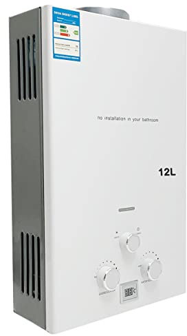 CDZHLTG Scaldabagno a Gas GPL 12L 24KW, Portatile Istantaneo Scaldabagno Butano Propano, Doccia allaperto Bagno, Adatto Casa Campeggio Esterno RV, con certificazione CE, Tubo Doccia