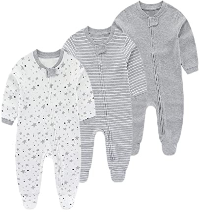 Chamie Strampler für Babys, Strampler, langärmelig, Baumwolle, 0–3 m/3–6 m/6–9 m/9–12 m