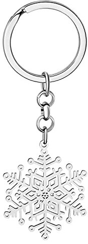 BAMAY Noël Porte-clés Flocon de Neige en Acier Inoxydable Argent Plaqué Or Porte-clés de Voiture pour Femme Fille Charms (Plaqué Argent
)