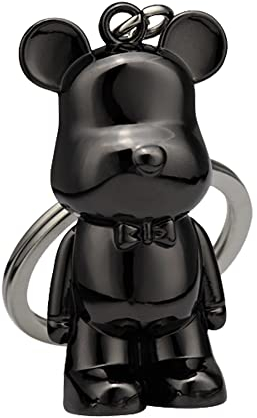 Rusoz Bär Schlüsselanhänger Schwarz,3D Bär Schutzengel Anhänger Cartoon Niedlich Zink-legierung Geschenkideen Schlüsselanhänger Kleine für Schlüssel und Rucksäcke Dekoration