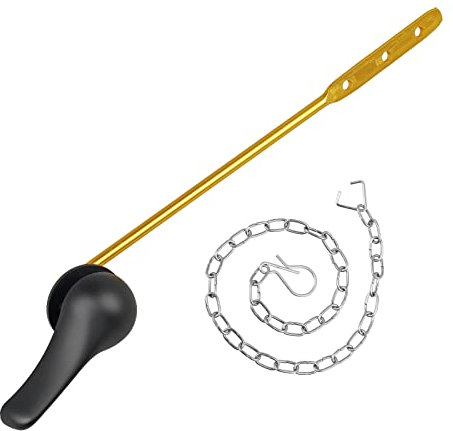 Jwodo Toilet Handle Replacement Kit, Universal Tank Flush Lever Handle with Stainless Steel Flapper Chains for Most Front Mount Toilets, Matte Black Finish Toilet Flush Handle