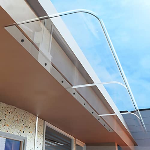 HFDASUENT Regenschutz Markise Für Außen,Vordach für Haustür Eingangsüberdachung Bogenvordach Transparentes Pultbogenvordach,UV beständig,inkl Befestigungsmaterial (50x250cm/20x98in)