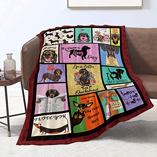 Dackel-Hundedecke für Damen und Herren, niedlich, lustig, Flanell-Fleecedecke, Plüsch, leicht, Dackel, Hund, 3D-bedruckte Decke, Geschenke für Hundeliebhaber, Kinder, Couch-Sofa, 130 cmx152 cm