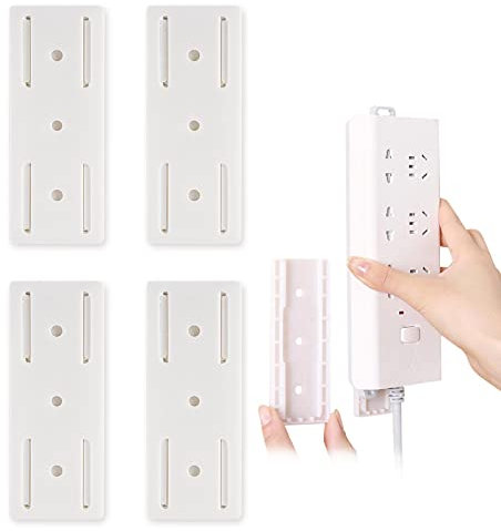GWAWG 4PCS Self-Adhesive Socket Fixer, Punch-Free Wall-Mounted Power Strip Holder Plug-in Cable Organizer for Kitchen Home Office