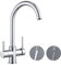 Maynosi Robinet de Cuisine 3 Voies, Robinet d'évier de cuisine 3 en 1 Avec Sortie Eau Filtrée, Mélangeur de cuisine à 2 poignées avec bec à 2 sorties, Rotation 360 °, Laiton (Chromé)