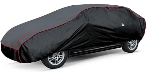 WALSER Hagelschutz Abdeckplane Auto, Autogarage Abdeckung, Abdeckplane Auto Pro, Auto Hagelschutzplane, Abdeckung Auto 100% Polyester, Auto Vollgarage, Auto Abdeckung Größe 4 - anthrazit-schwarz