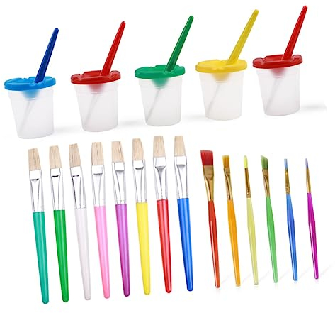 Ciieeo Juego De 19 Uds. soporte pinceles taza con tapa kit para pintar cuadros juego de pintar tazas con tapa taza de lavado kit de pintura pintada suite juego de 19 piezas niño