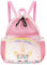 WAWSAM Kinder Mesh Rucksack - Einhorn Kordelzug Rucksack für Mädchen Mesh Gym Bag mit Reißverschluss Tasche Kinder Turnbeutel für Schwimmen Yoga Reisen