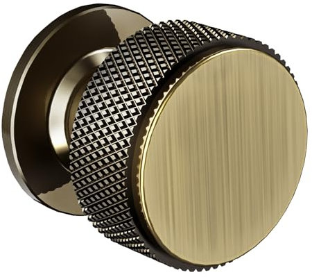 FURNIWARE Cabinet Handles Pack of 10, Shiny Antique Brass Knurled Drawer Knobs for Kitchen, Bathroom Dresser