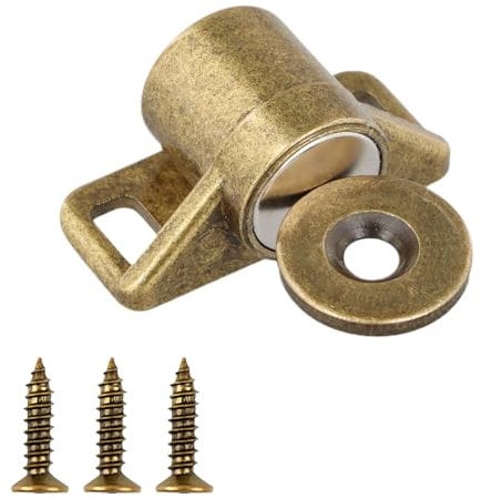 volumoon Door Magnetic Catch, Kitchen Magnet Push Catch Round, Push Door Closer Catches Latches Release, Cabinet Door Magnets for Cupboard, Wardrobe, Kitchen Furniture Hardware Fittings (Bronze)