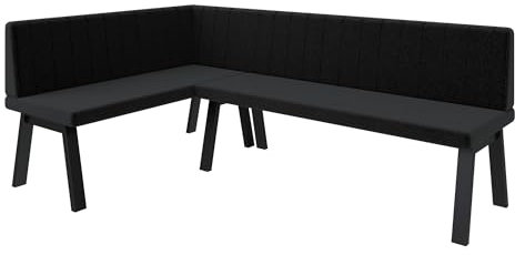 FURNISTAR Eckbank Akiko Metal A - Eckbankgruppe für Ihrem Esszimmer, Küche modern, Sitzecke, Essecke. Perfekt für Küche, Büro und Rezeption. Solide und Starke Verarbeitung. (128x196-Links-Inari100)