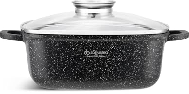 EDENBERG Aluminium-Kochtopf mit Keramik-Marmor-Beschichtung | Induktionstopf mit Glasdeckel | Antihaftbeschichtung l EB8111 | 2,8L |Stonetec Line - Luxus- Kasserolle