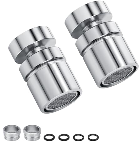 KLEHOPE Mousseur Robinet, 2 Pièces 360° Mousseur Rotatif m22/m24, Filtre Robinet Anti Calcaire, Embout Robinet Cuisine M24, Convient pour le Jardin, la Cuisine, la Salle de Bain