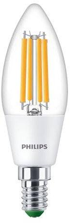 Philips Master LEDcandle Ultra Efficient E14 Kerze, klar, 2,3 W, 485 lm – 827, sehr warmweiß, entspricht 40 W, 8720169188938