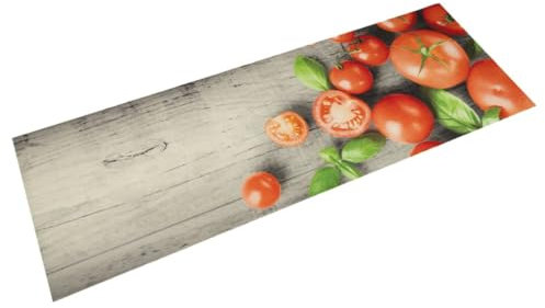 vidaXL Küchenteppich, Küchenläufer rutschfest Waschbar, Teppichläufer für Innen Außen, Teppich Läufer Küchenmatte, Tomaten 45x150cm Samt