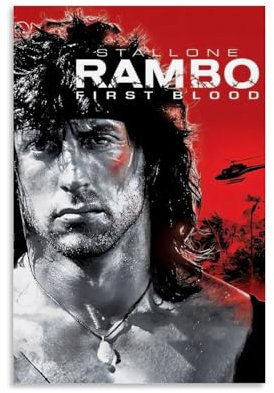 KOPTEW Movie First Blood Rambo Poster Poster Dekorative Malerei Leinwand Wandkunst Wohnzimmer Poster Schlafzimmer Malerei,Wandkunst Bilddruck Moderne Familienzimmer Dekor 12x18inch(30x45cm)