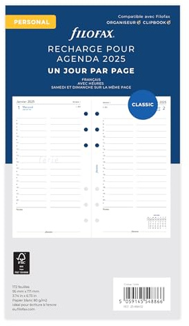 Filofax Personal 1 Tag auf einer Seite französisch 2025