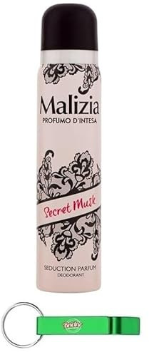 8x MALIZIA Deodorante Donna Secret Musk Seduction Parfum,Deodorant Deo Spray für Damen 100ml + Beni Culinari Kostenloser Schlüsselanhänger
