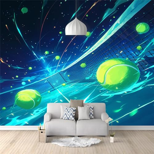 Wandgemälde Tapete Sportthema 3D-Wandbild Fantasy-Tennis Fototapete Für Schlafzimmer Wohnzimmer Sofa Tv Hintergrund Wanddekoration Vliespapier, 250 x 175 Cm Wanddeko Wohnzimm