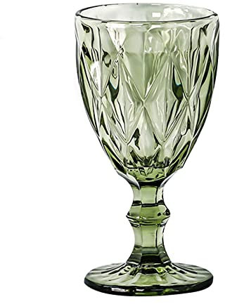 GMBYLBY Juego de 1 copas de vino de colores con patrón vintage en relieve para fiestas, bodas, aniversarios, restaurantes, copas de vidrio de colores
