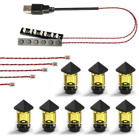 TEDDOO 14pcs 1x1 Punkt Bausteine LED DIY Garten Rasen Licht Stadt Straße Atmosphäre Lampe (USB Powered) Kompatibel mit Mainstream-Markenbausteinen Blöcken (Nur Beleuchtung, Kein Modell)