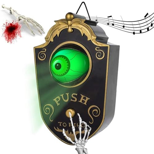 Halloween Türklingel Klingel Haustür Halloweendeko,Animierte Eyeball Türklingel Dekorationen,Leuchten Augapfel Türklingel mit Soundeffekten,Gruselige Einäugige Türklingel Deko für Halloween Spukhaus