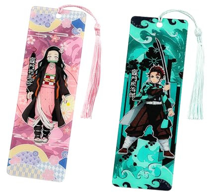 Cartoon-Anime-Serie Lesezeichen – Luffy Sauron Zorro Dragonball Acryl-Lesezeichen, Geschenksammlung für Anime-Liebhaber, Lesegeschenke für Buchliebhaber, Bücherwürmer (2 Stück, Kimetsu No Yaiba C)