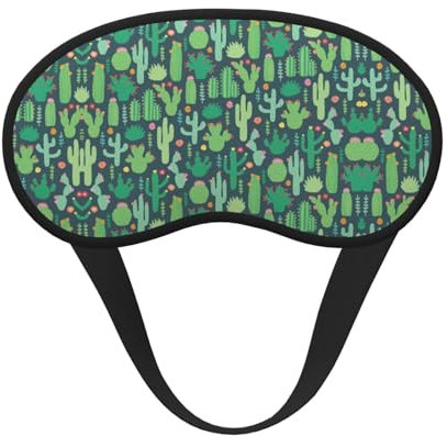 Jbyjbx Niedliche Kaktus-Maske mit nahtlosem Illustrationsdruck, Unisex, verdunkelnd, Schlafmaske, für Zuhause, Reisen, waschbar und atmungsaktiv